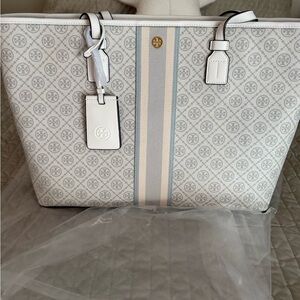 ~*NWT*~ TB White/Gray Canvas Tote